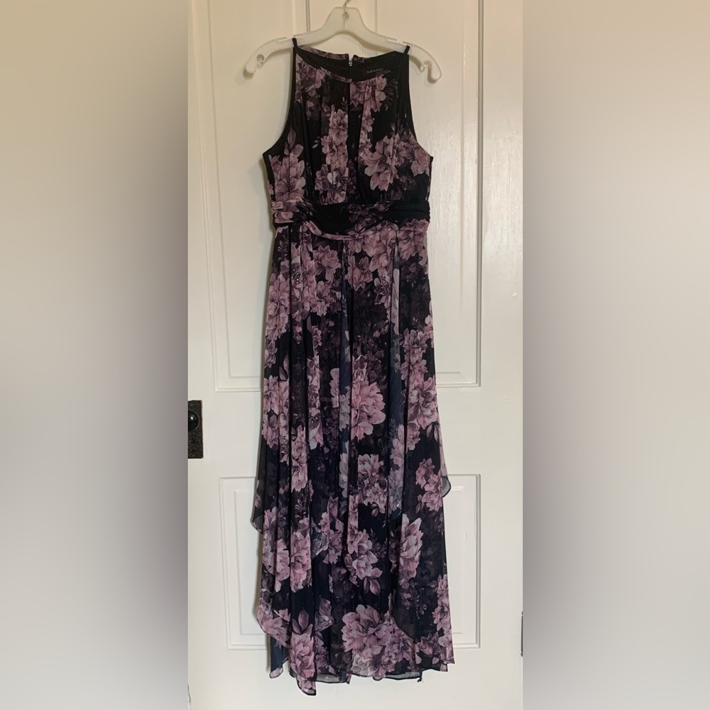 Floral Print Sleeveless Keyhole Halter Neck Ruched Waist Chiffon Dress - Picture 3 of 5